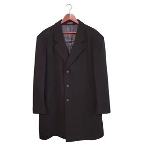 Jean Paul Germain Paris Wool Recycled Cashmere Mens Black Peacoat Size 48R‎